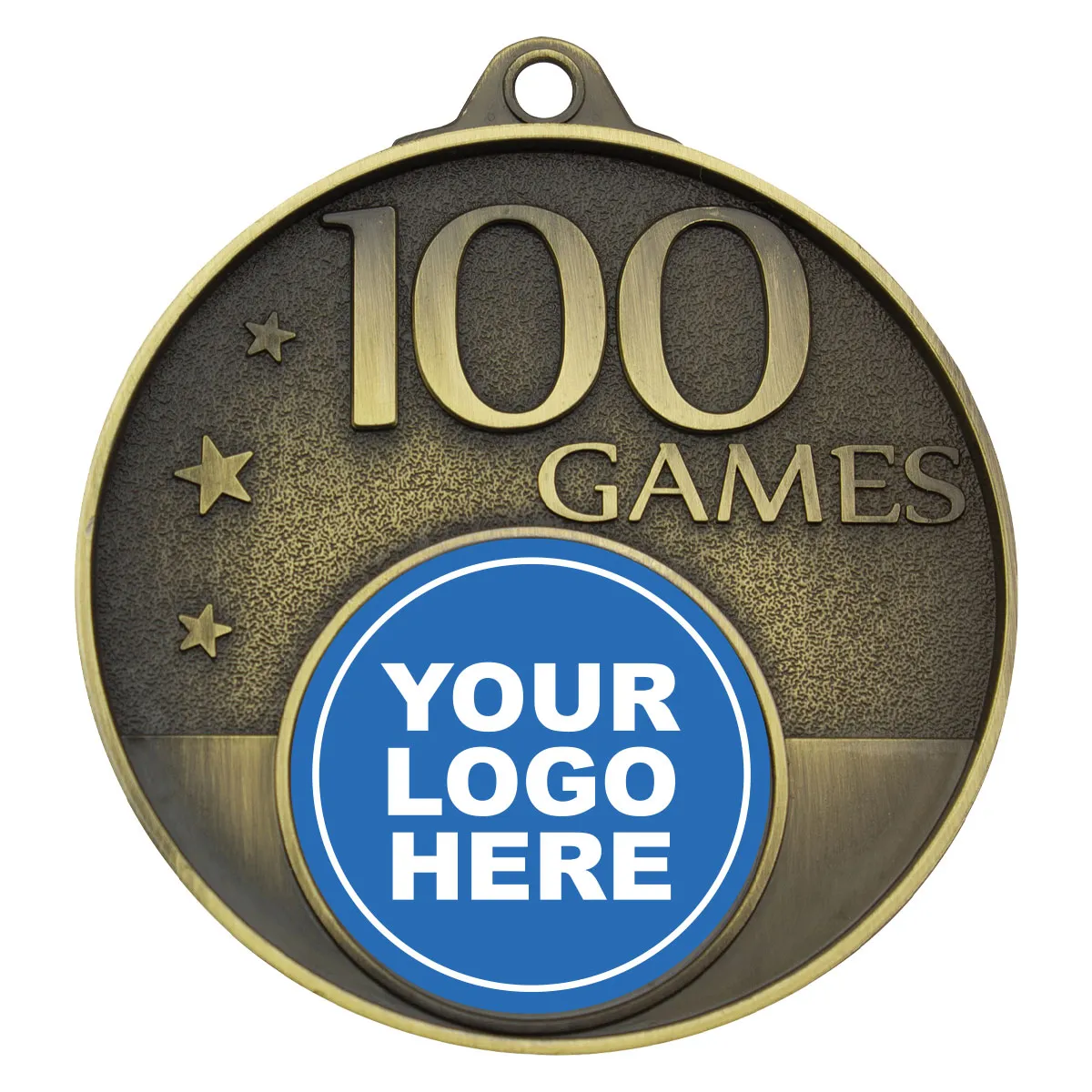 mc100g-gold Gold 100 games milestone medal with metal construction