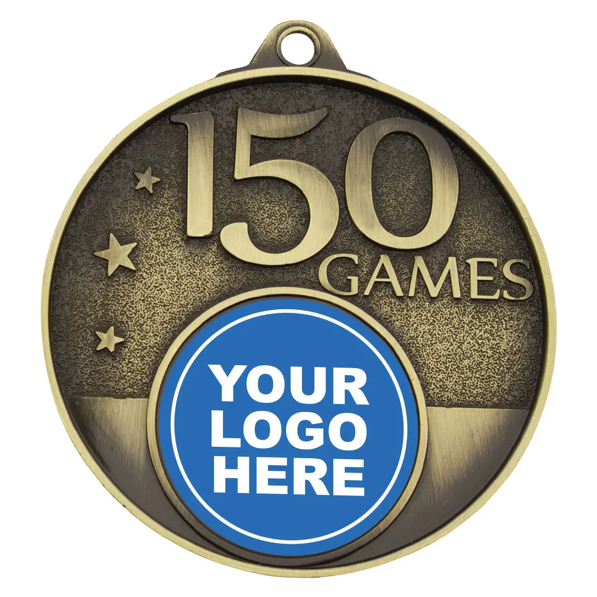 Gold 150 games milestone medal with metal construction