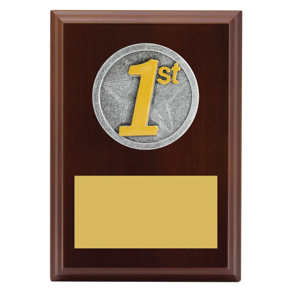 1st Place Peak Plaque small Walnut peak plaque 1st place with timber construction