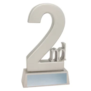 Silver 2nd place trophy with resin construction