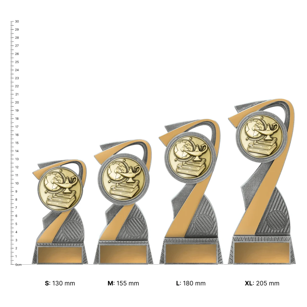 Academic Arclight Gold trophies next to ruler Academic Arclight Gold trophies next to ruler
