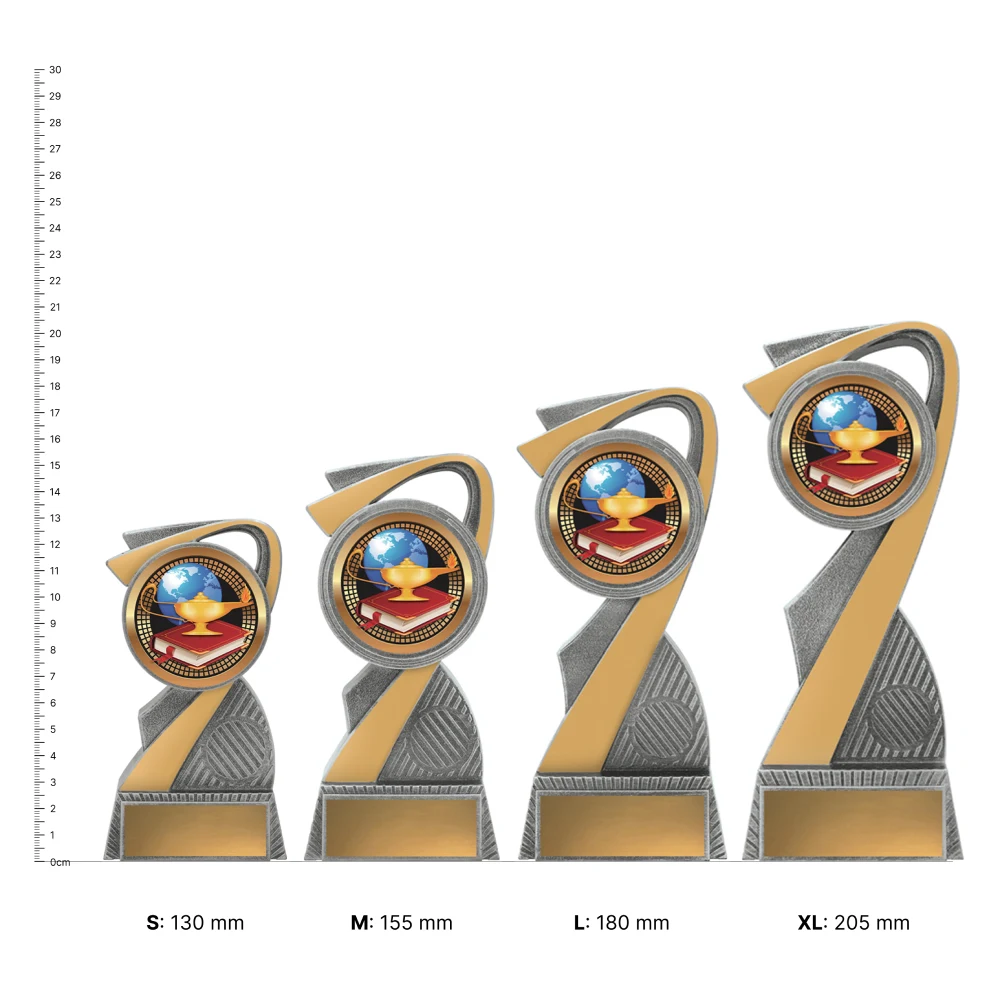 Academic Arclight Showtime trophies next to ruler Academic Arclight Showtime trophies next to ruler