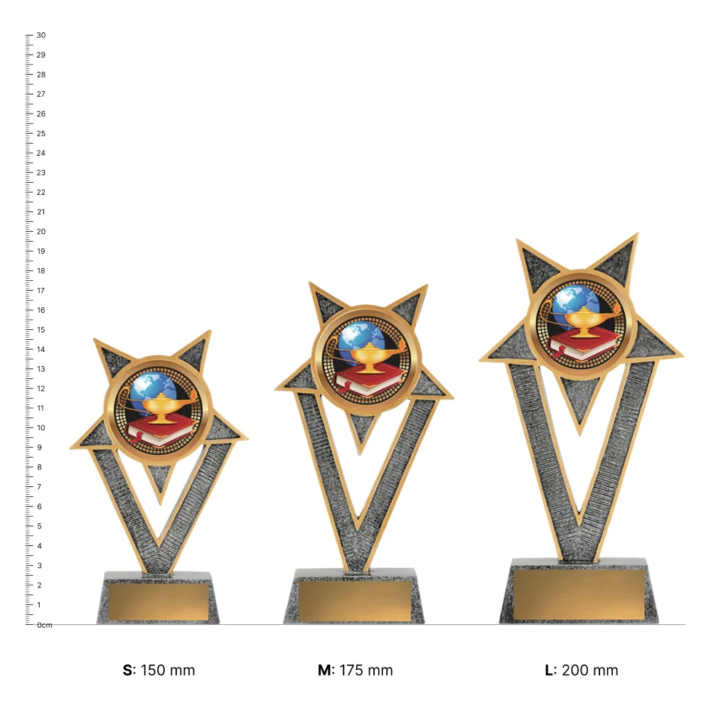 Academic Ventura trophies next to ruler Academic Ventura trophies next to ruler