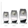American Football Clipped Oval Glass American Football Clipped Oval Glass trophies next to ruler