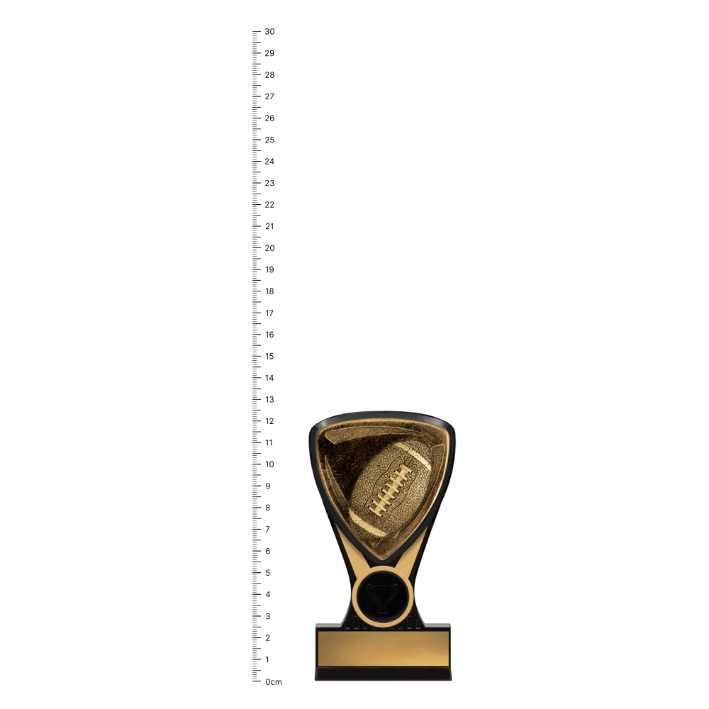 American Football Nova Mini American Football Nova Mini trophy next to ruler