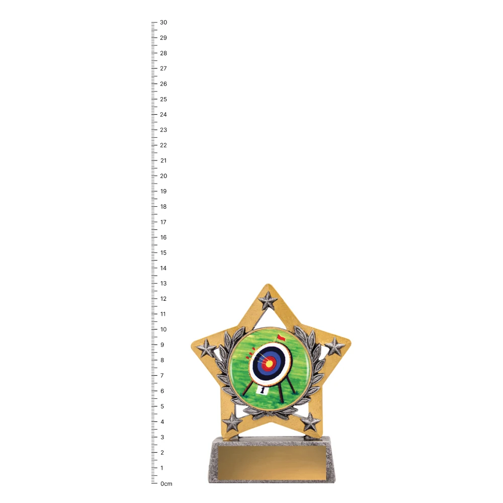 Archery Mini Star Colour trophy next to ruler Archery Mini Star Colour trophy next to ruler