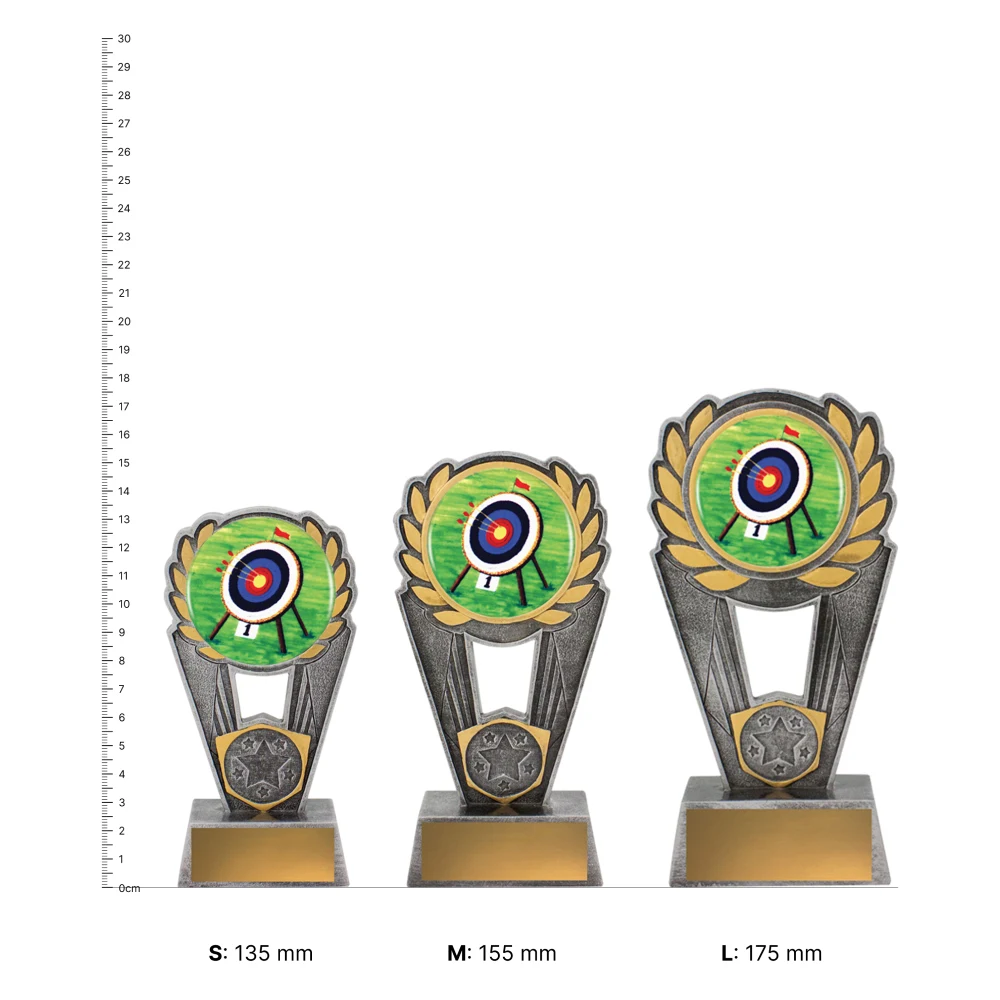 Archery Polaris Colour trophies next to ruler Archery Polaris Colour trophies next to ruler