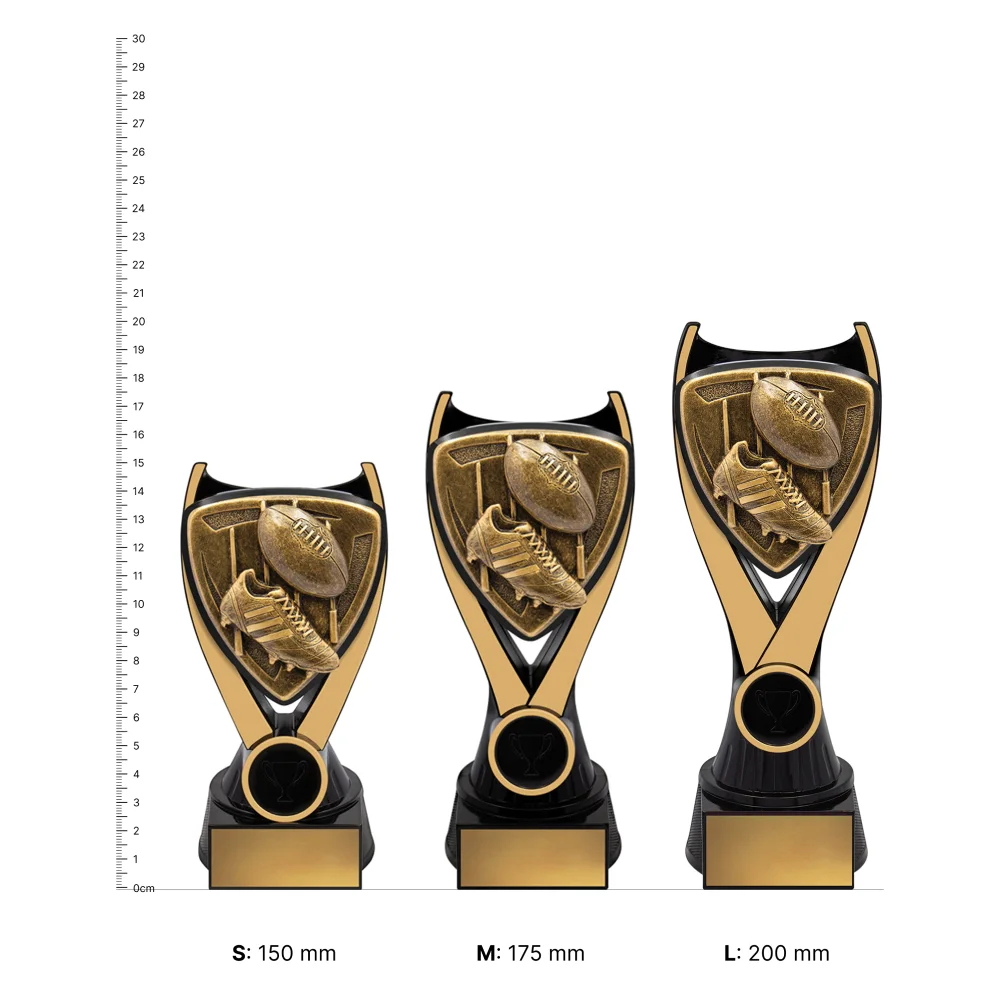 Aussie Rules Nova Aussie Rules Nova trophies next to ruler