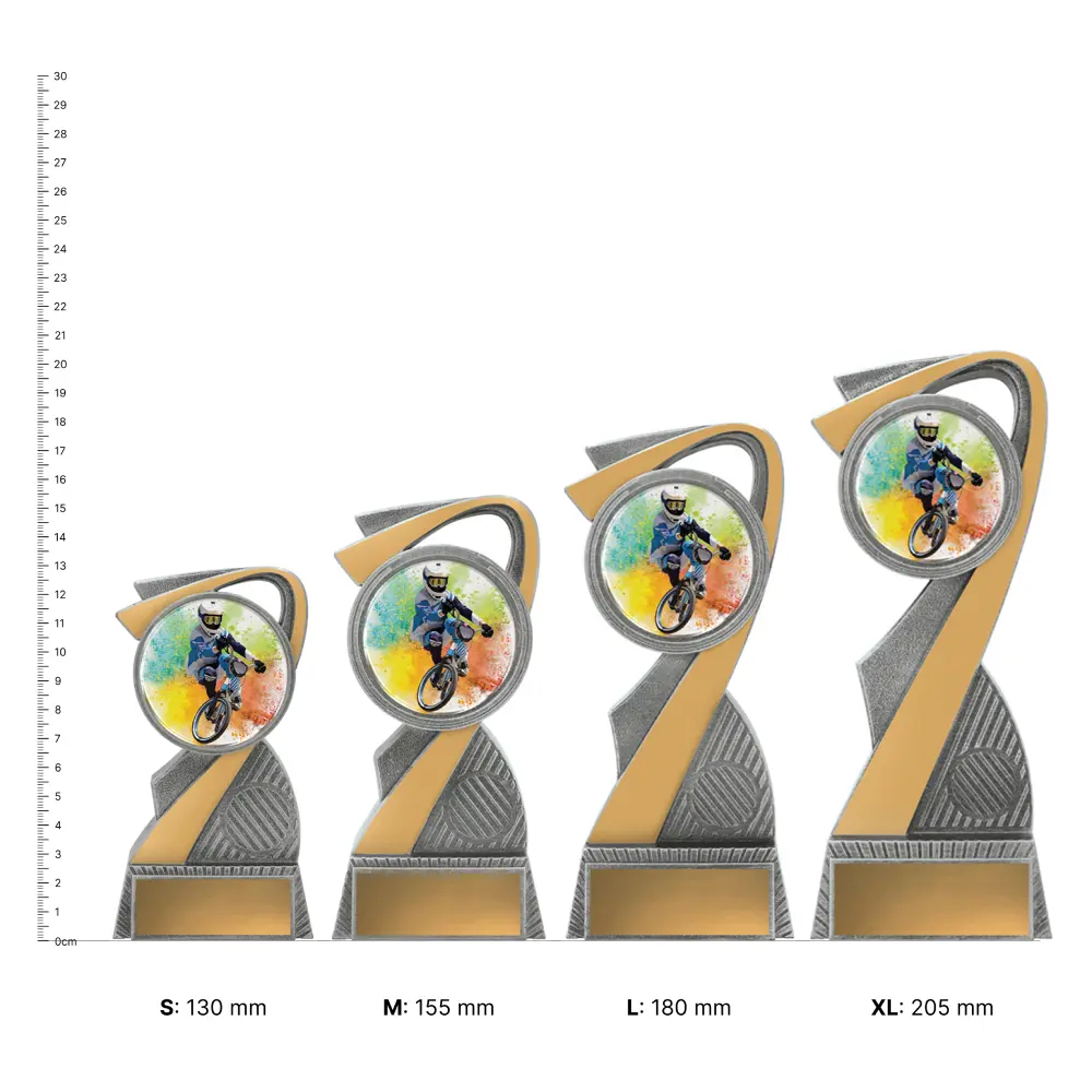 BMX Arclight Colour trophies next to ruler BMX Arclight Colour trophies next to ruler