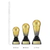 Basketball Mercury Black & Gold trophies next to ruler