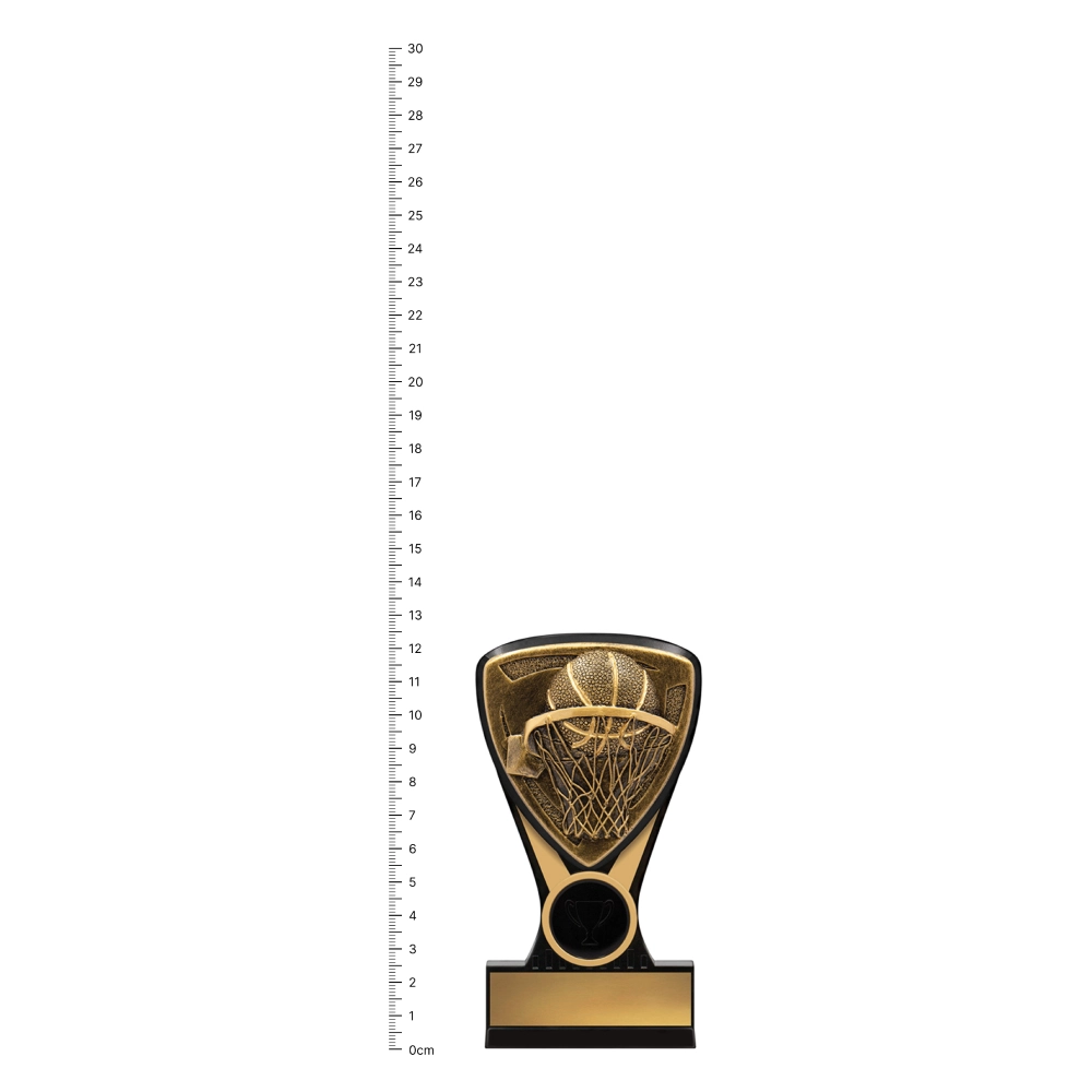 Basketball Nova Mini Basketball Nova Mini trophy next to ruler