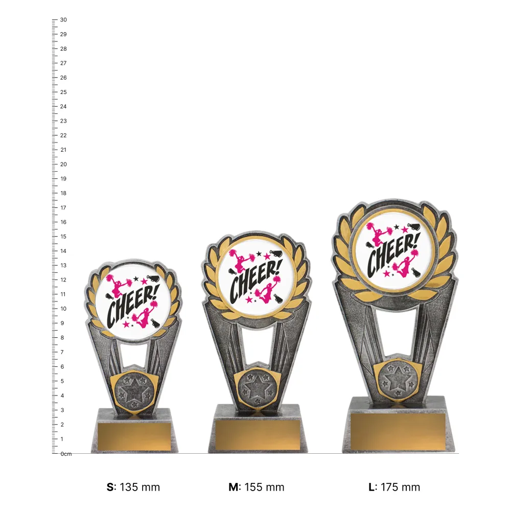 Cheer Polaris trophies next to ruler