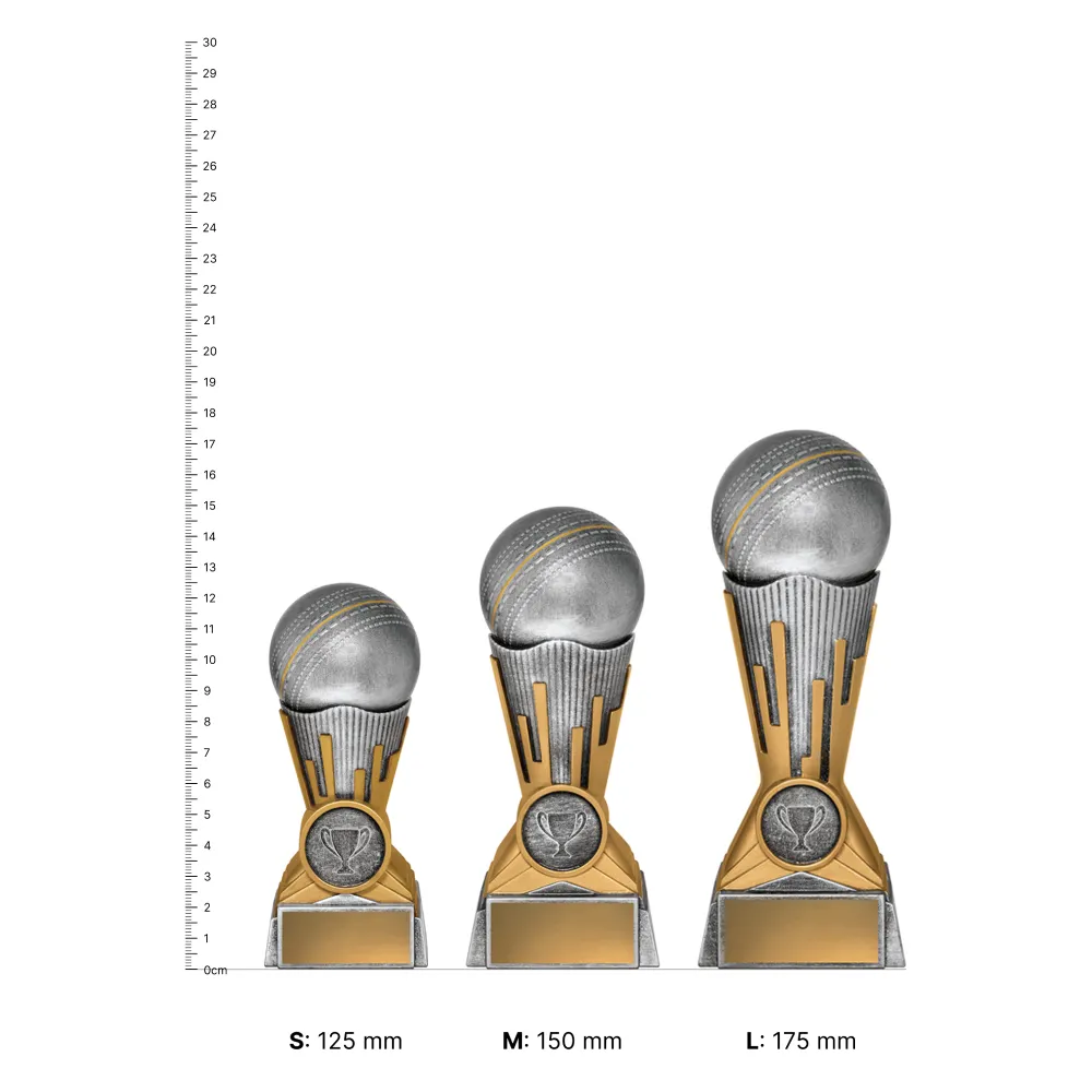 Cricket Mercury Cricket Mercury trophies next to ruler