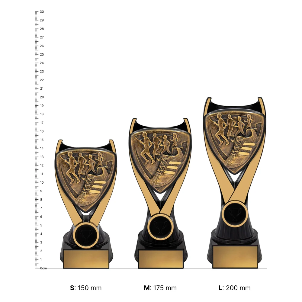 Cross Country Nova Cross Country Nova trophies next to ruler