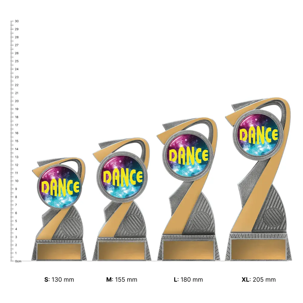 Dance Arclight Colour trophies next to ruler