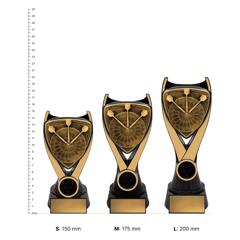Darts Nova Darts Nova trophies next to ruler