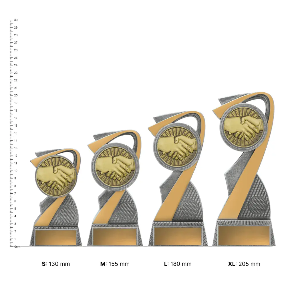Fair Play Arclight Gold trophies next to ruler Fair Play Arclight Gold trophies next to ruler