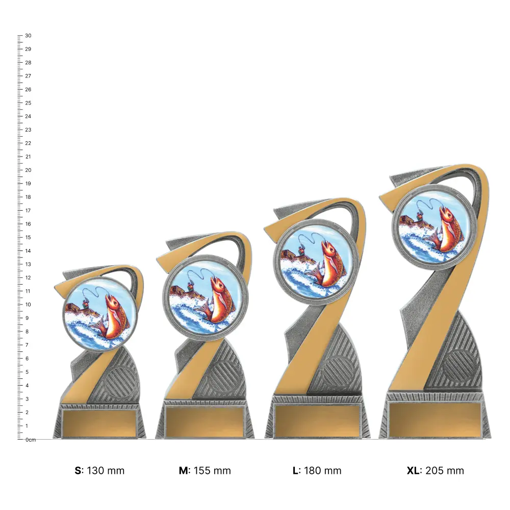 Fishing Arclight Colour trophies next to ruler