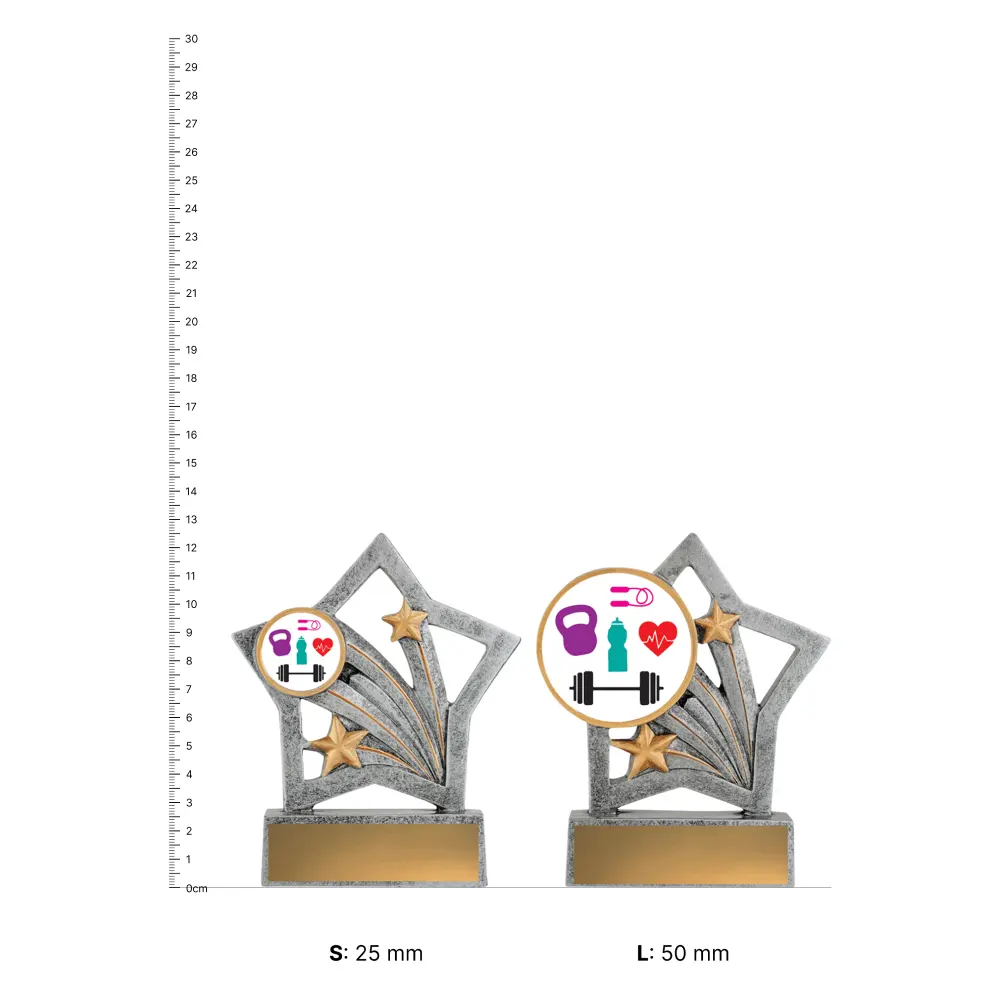 Fitness Flash trophies next to ruler