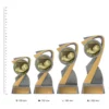 Football Arclight Gold trophies next to ruler