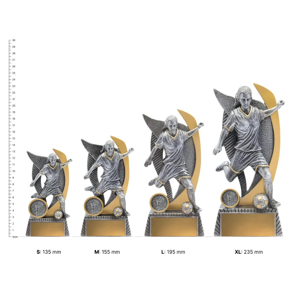 Football Female Warrior Football Female Warrior trophies next to ruler
