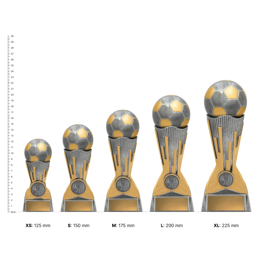 Football Mercury trophies next to ruler Football Mercury trophies next to ruler