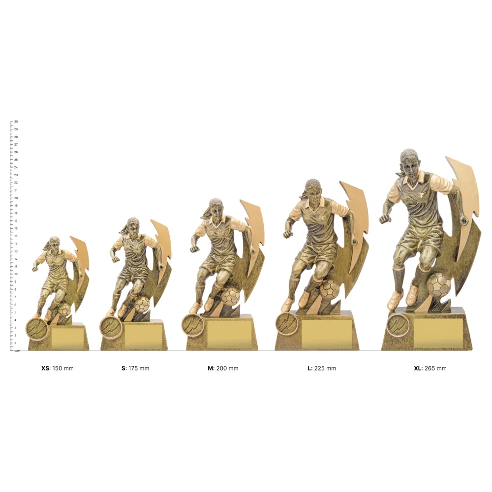 Football Shazam Female trophies next to ruler Football Shazam Female trophies next to ruler