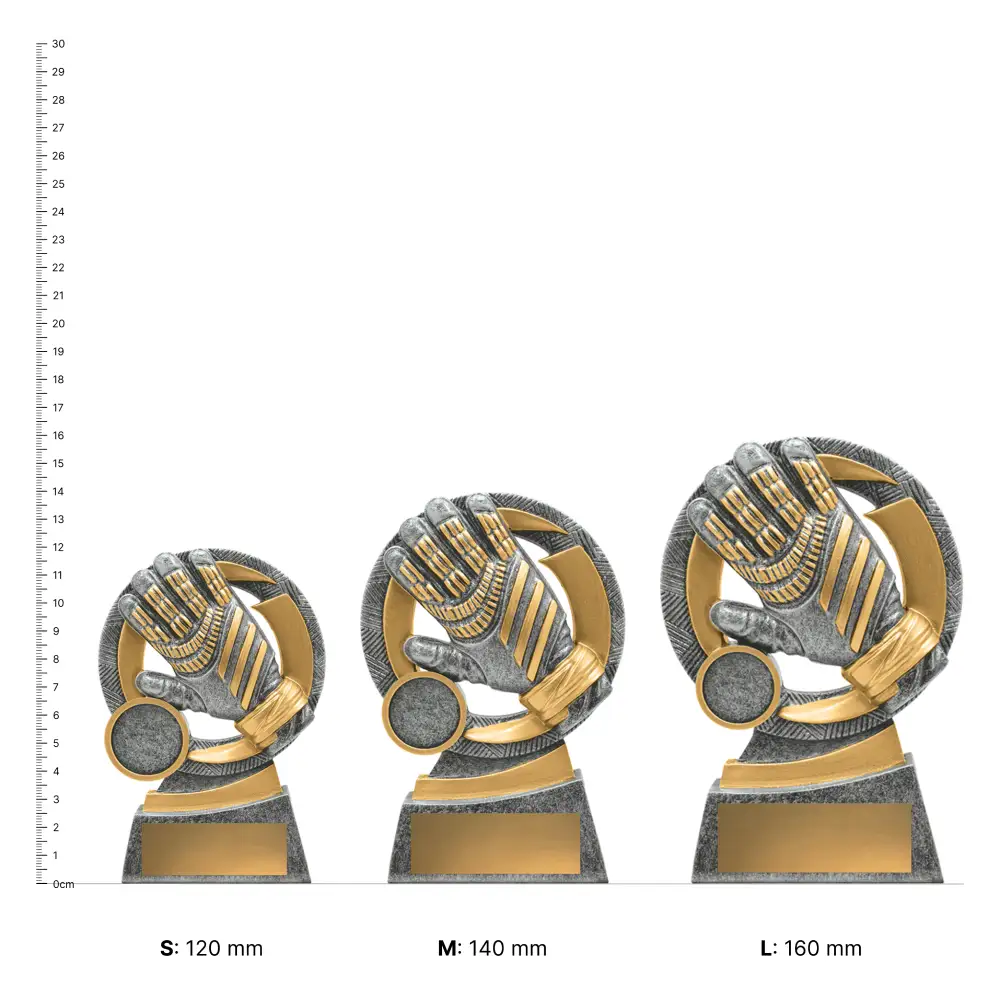 Goalie Mirage Goalie Mirage trophies next to ruler