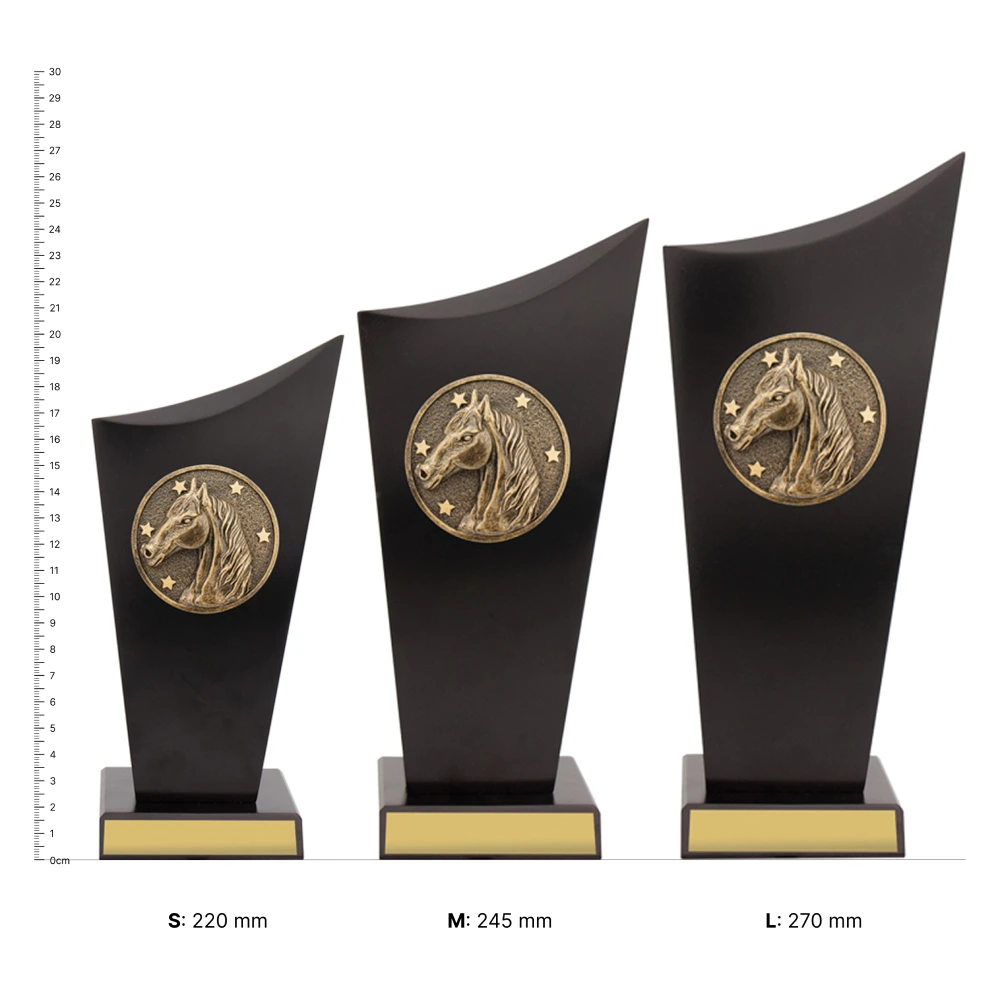 Horse Spartan Crest Horse Spartan Crest trophies next to ruler