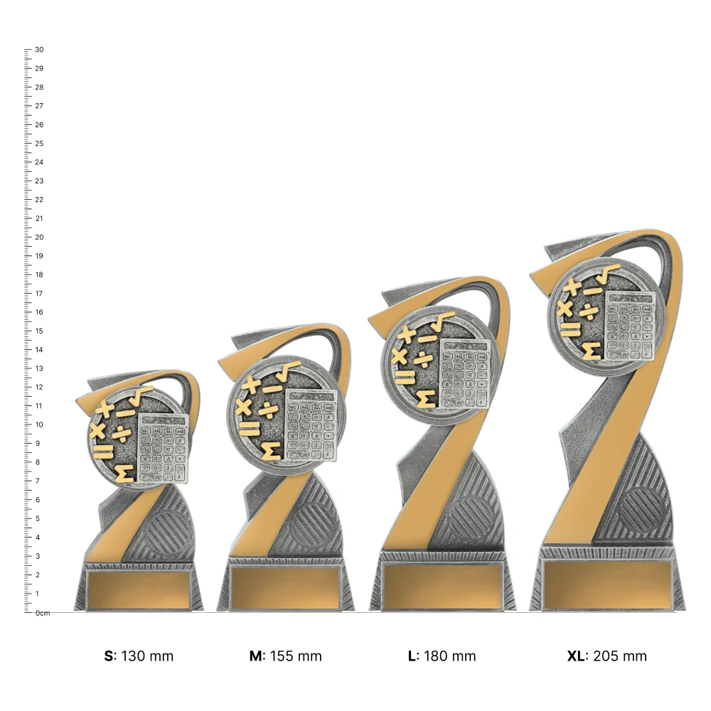 Maths Arclight trophies next to ruler Maths Arclight trophies next to ruler