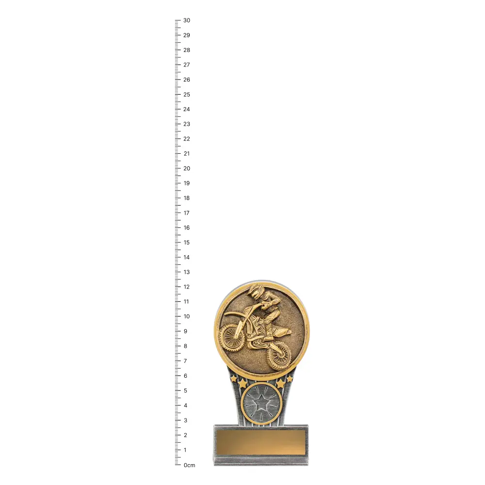 Motocross Mini IKON trophy next to ruler Motocross Mini IKON trophy next to ruler
