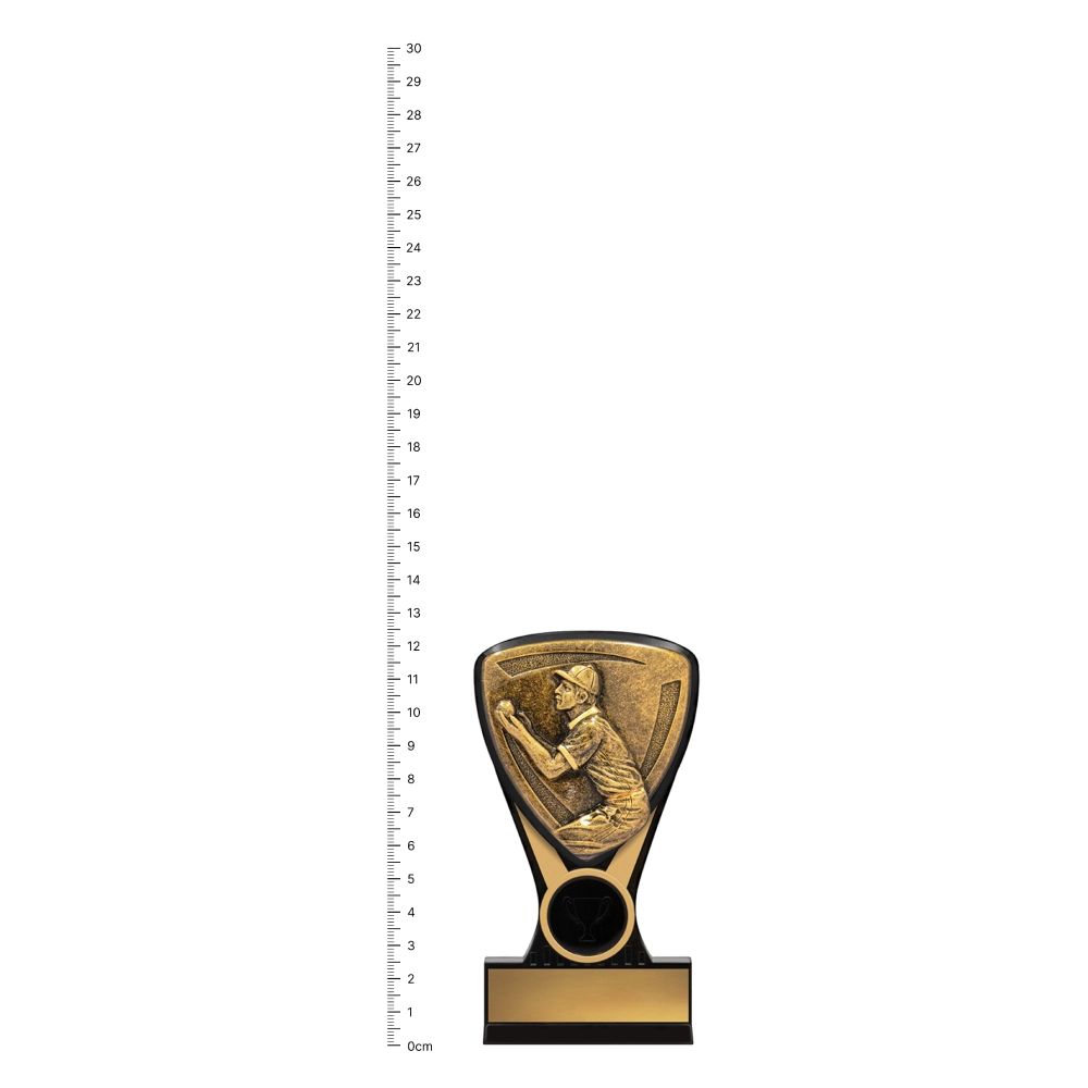 Nova Fielding Mini Fielding Nova Mini trophy next to ruler