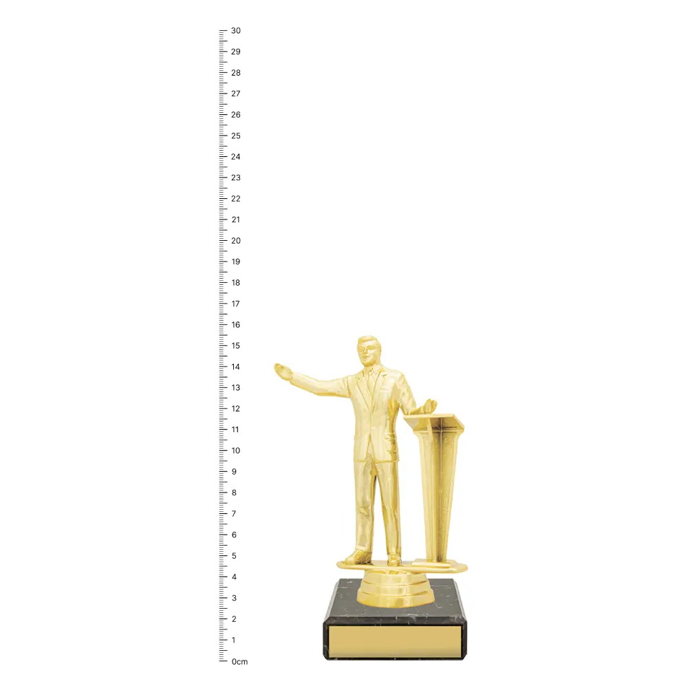 Public Speaking Figure Trophy Male next to ruler Public Speaking Figure Trophy Male next to ruler