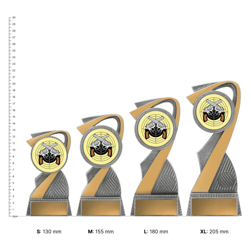 Revolver Arclight Colour trophies next to ruler Revolver Arclight Colour trophies next to ruler