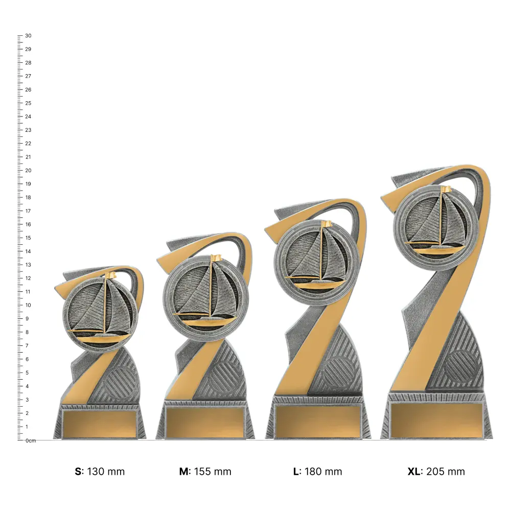 Sailing Arclight trophies next to ruler Sailing Arclight trophies next to ruler