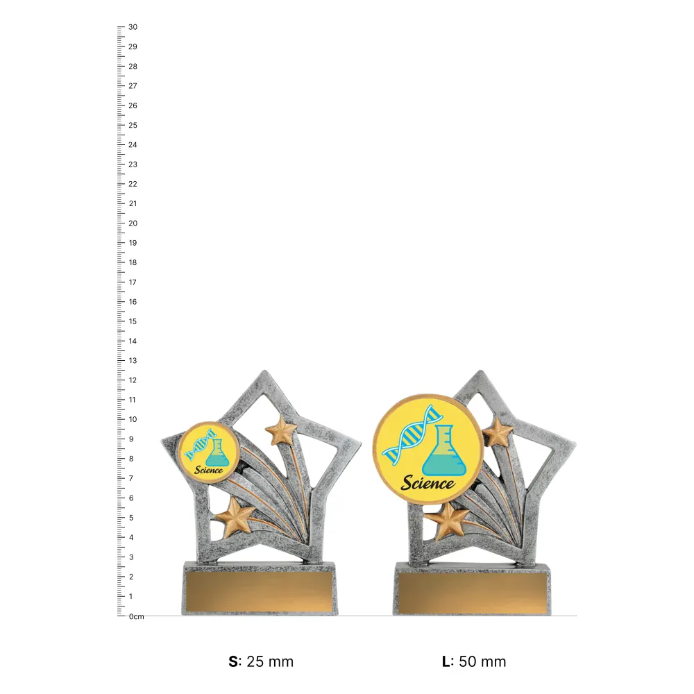 Science Flash trophies next to ruler Science Flash trophies next to ruler