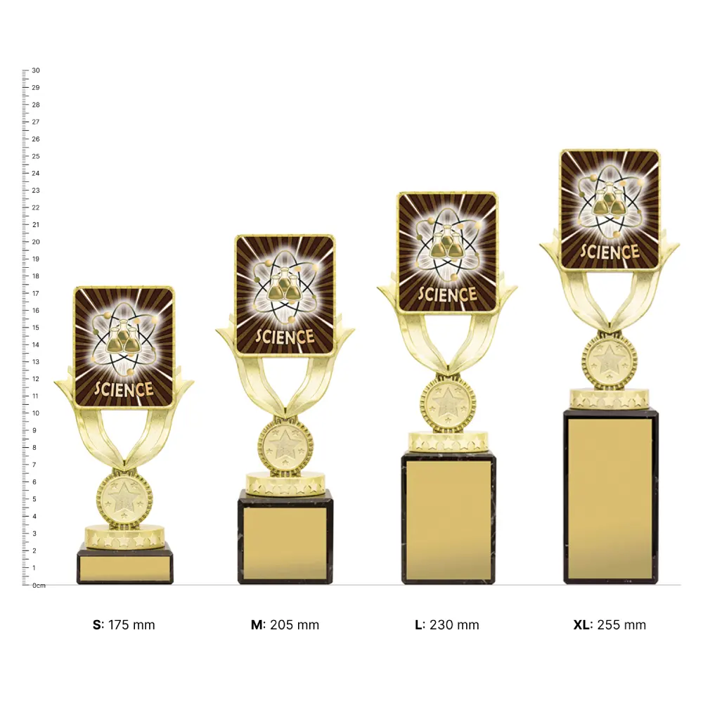 Science Lynx Sentry trophies next to ruler Science Lynx Sentry trophies next to ruler