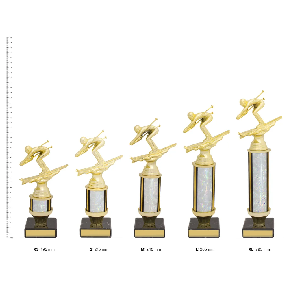 Silver Dazzle Silver Dazzle trophies next to ruler