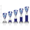 Spirit Cups Silver and Blue Spirit Cups Silver and Blue trophies next to ruler