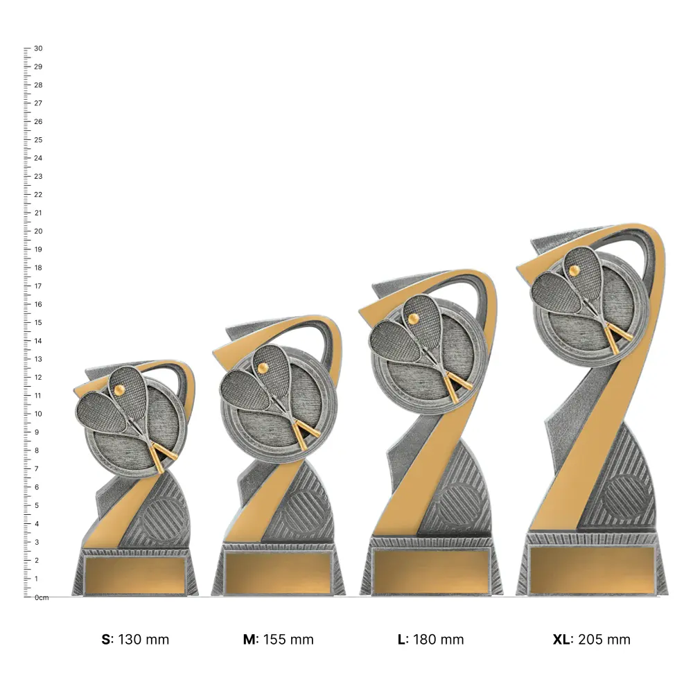 Squash Arclight trophies next to ruler Squash Arclight trophies next to ruler