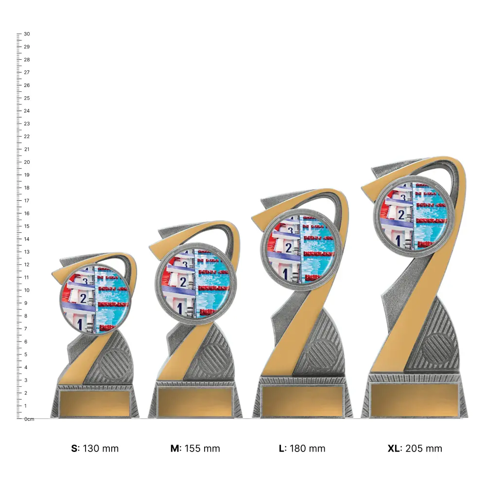 Swim Arclight Colour trophies next to ruler Swim Arclight Colour trophies next to ruler