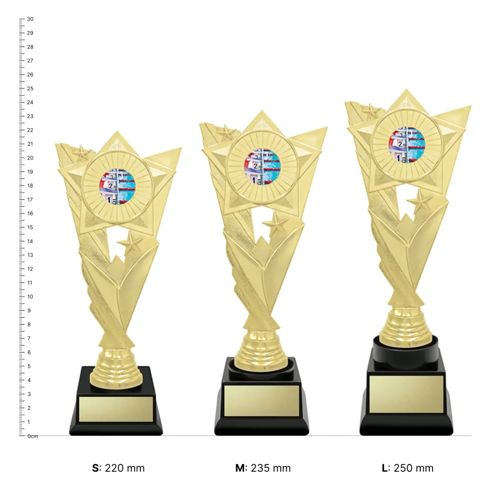 Swim Gold Marvel Swim Gold Marvel trophies next to ruler
