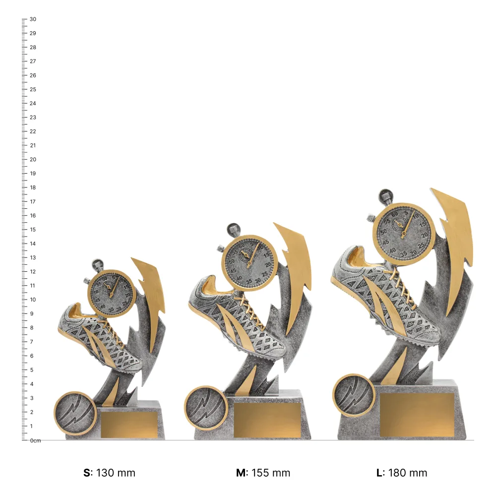 Track Shazam trophies next to ruler Track Shazam trophies next to ruler