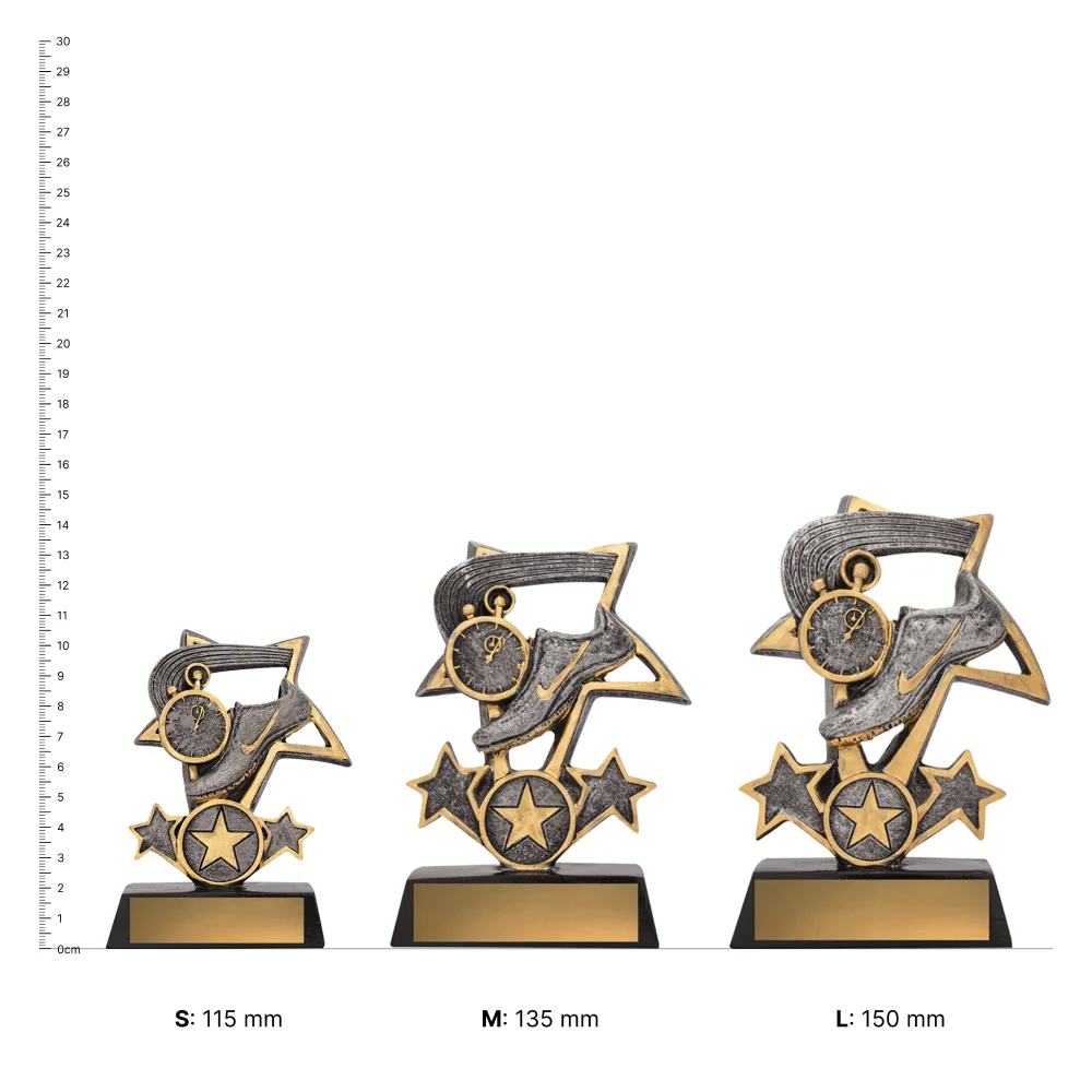 Track Tri-Star trophies next to ruler Track Tri-Star trophies next to ruler
