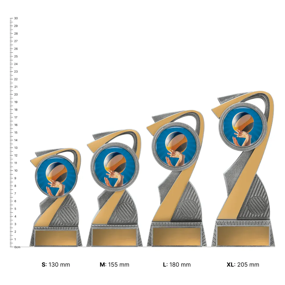 Volleyball Arclight Colour trophies next to ruler