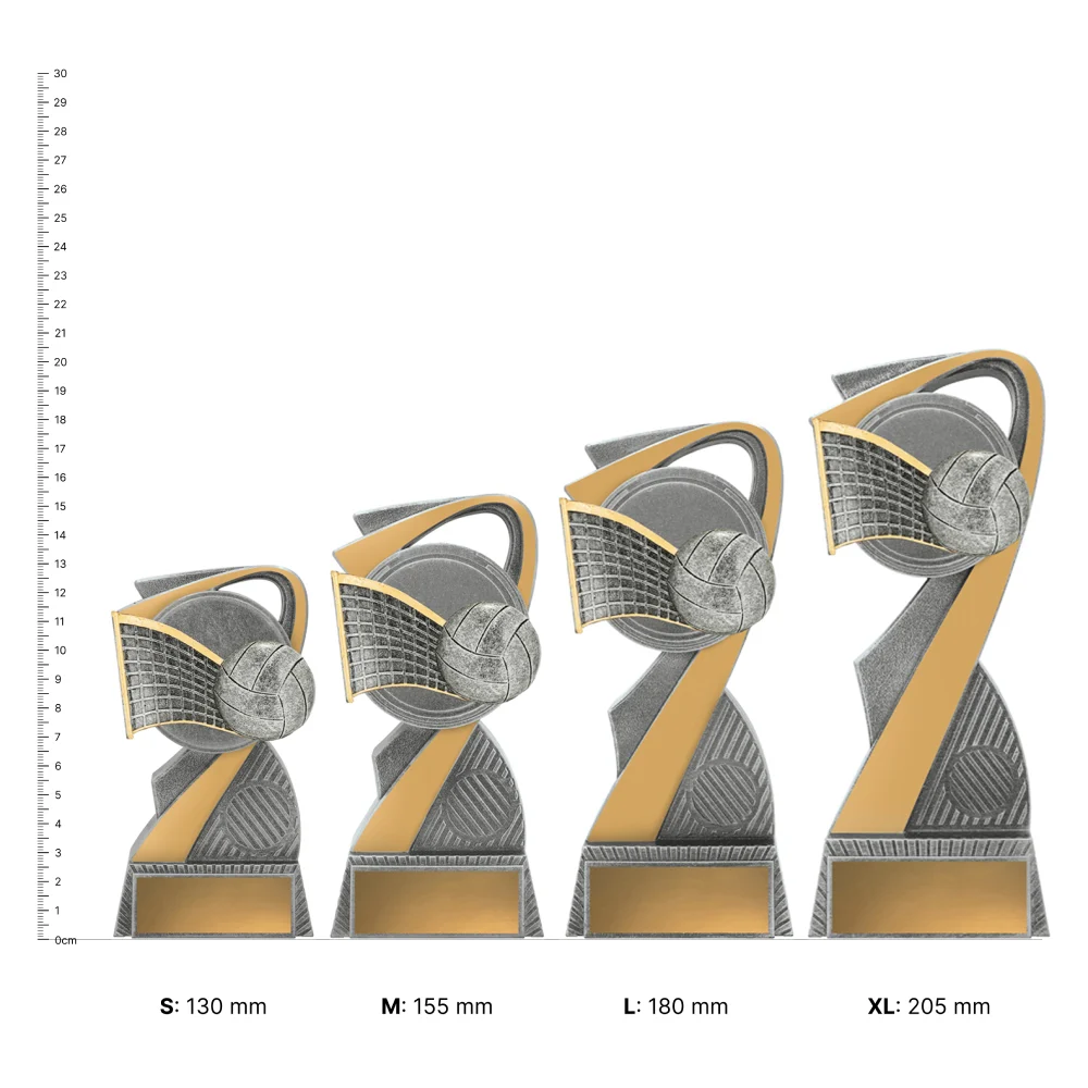 Volleyball Arclight trophies next to ruler
