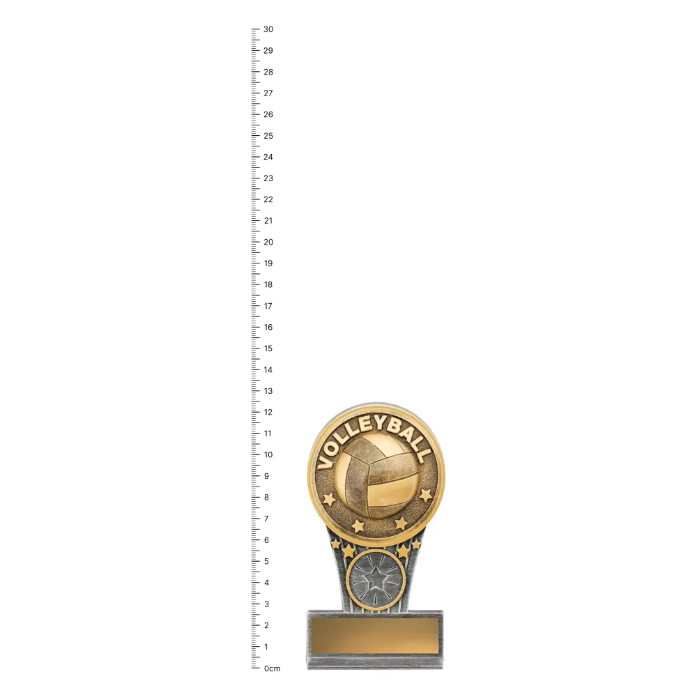 Volleyball Mini IKON trophy next to ruler Volleyball Mini IKON trophy next to ruler