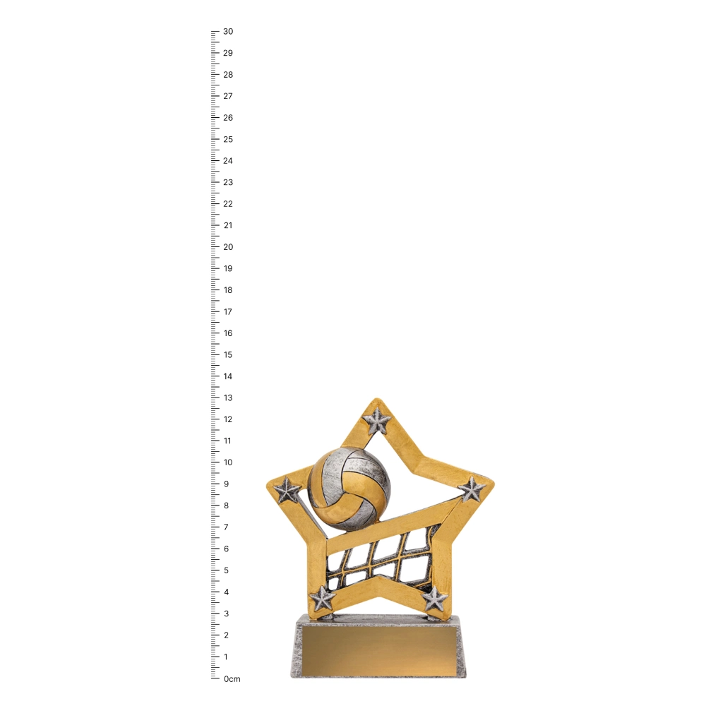 Volleyball Mini Star trophy next to ruler Volleyball Mini Star trophy next to ruler