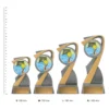 Water Polo Arclight Colour trophies next to ruler