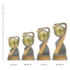 Water Polo Arclight Gold trophies next to ruler Water Polo Arclight Gold trophies next to ruler